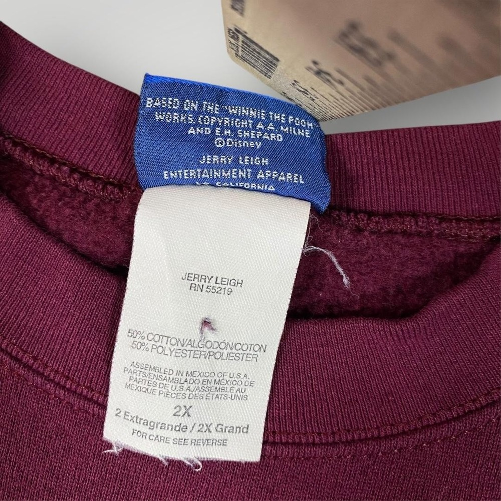 Vintage Pooh Sweatshirt Womens 2X‎ Burgundy Fall Bears Leaves Disney 90s - Picture 4 of 10